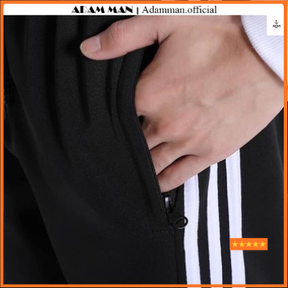 Quần thể thao nam nữ 3 sọc ống bo chun, chất liệu poly cao cấp, dày dặn, form dáng trẻ trung, năng động - Adam Man