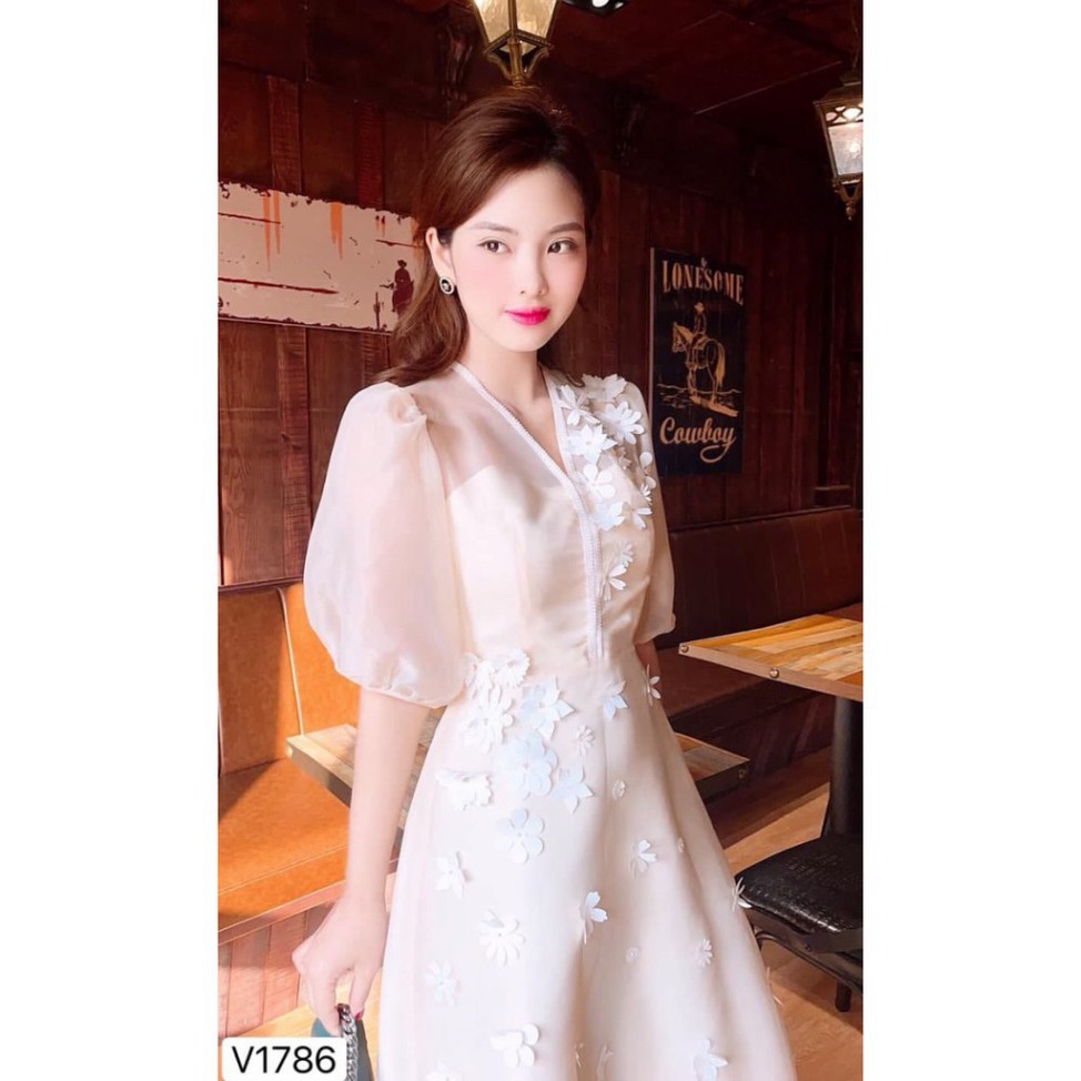 💝SANG CHẢNH💝 Đầm thiết kế dáng xòe cổ chéo ✅ công chúa V1786 ✅ kèm ảnh thật