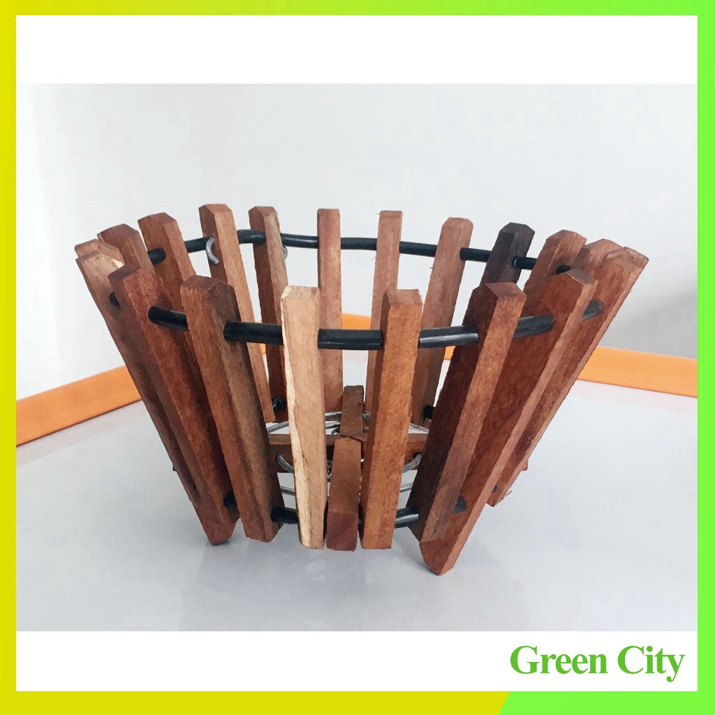 Chậu gỗ trồng lan đường kinh 25 cm - Green City