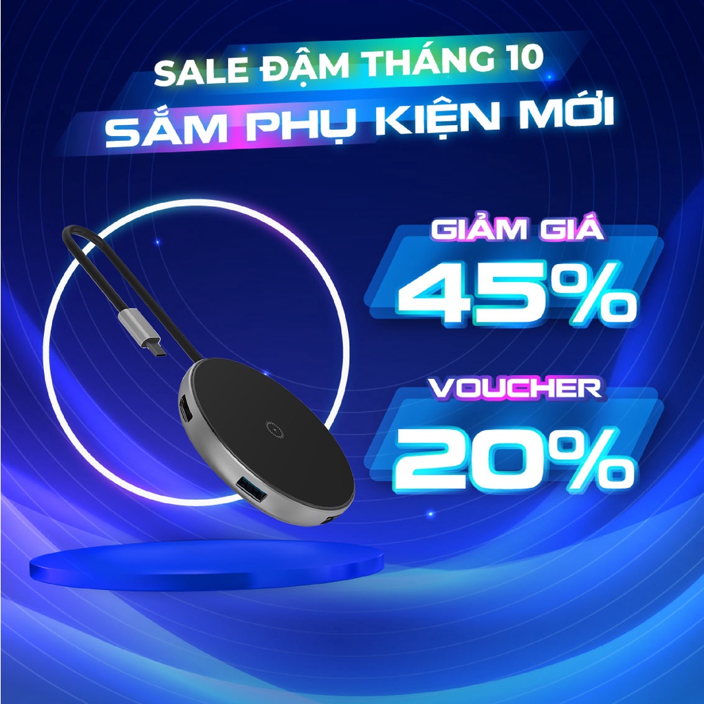 Cổng chuyển kết hợp sạc không dây JCPAL USB-C Multiport 6 cổng HDMI đa năng cho Laptop