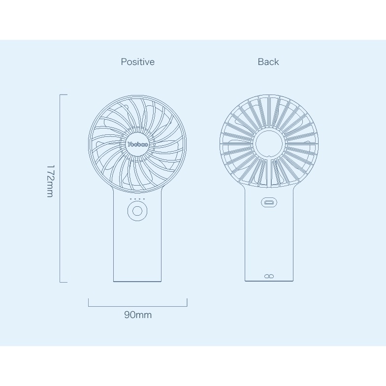 Quạt mini cầm tay Yoobao F3 pin sạc 3000mAh dùng tới15h liên tục