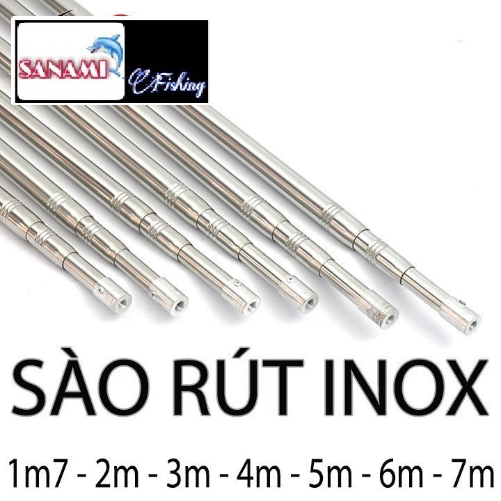 [Tặng móc] Sào Cá INOX Đa Năng Sào Chim Sào Phơi Đồ Đủ Size Chuyên Bẫy Chim Làm Cán Vợt,Cán Liềm 4m đến 7m S-1