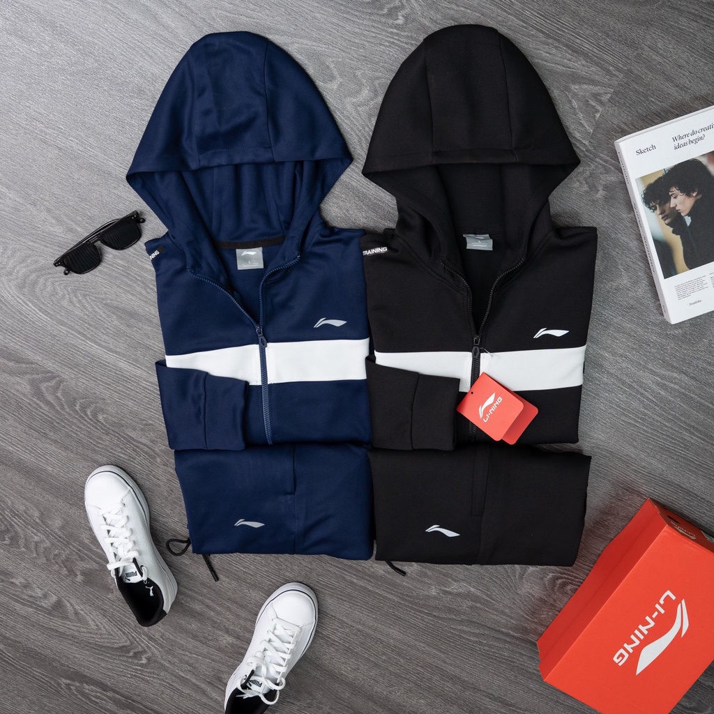 Bộ thể thao thu đông Li Ning nam hàng cao cấp 2 lớp không bài xù , logo sắc nét.