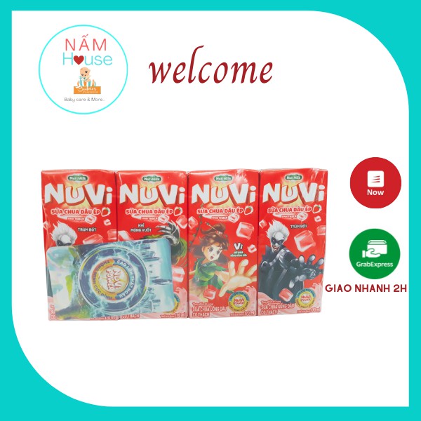 [Date mới] Lốc 4 Hộp 180ml Sữa Nuvi⚡NutiFood⚡Hương cam, dâu, đào táo, trái cây nhiệt đới, lúa mạch lắc ca cao, có thạch