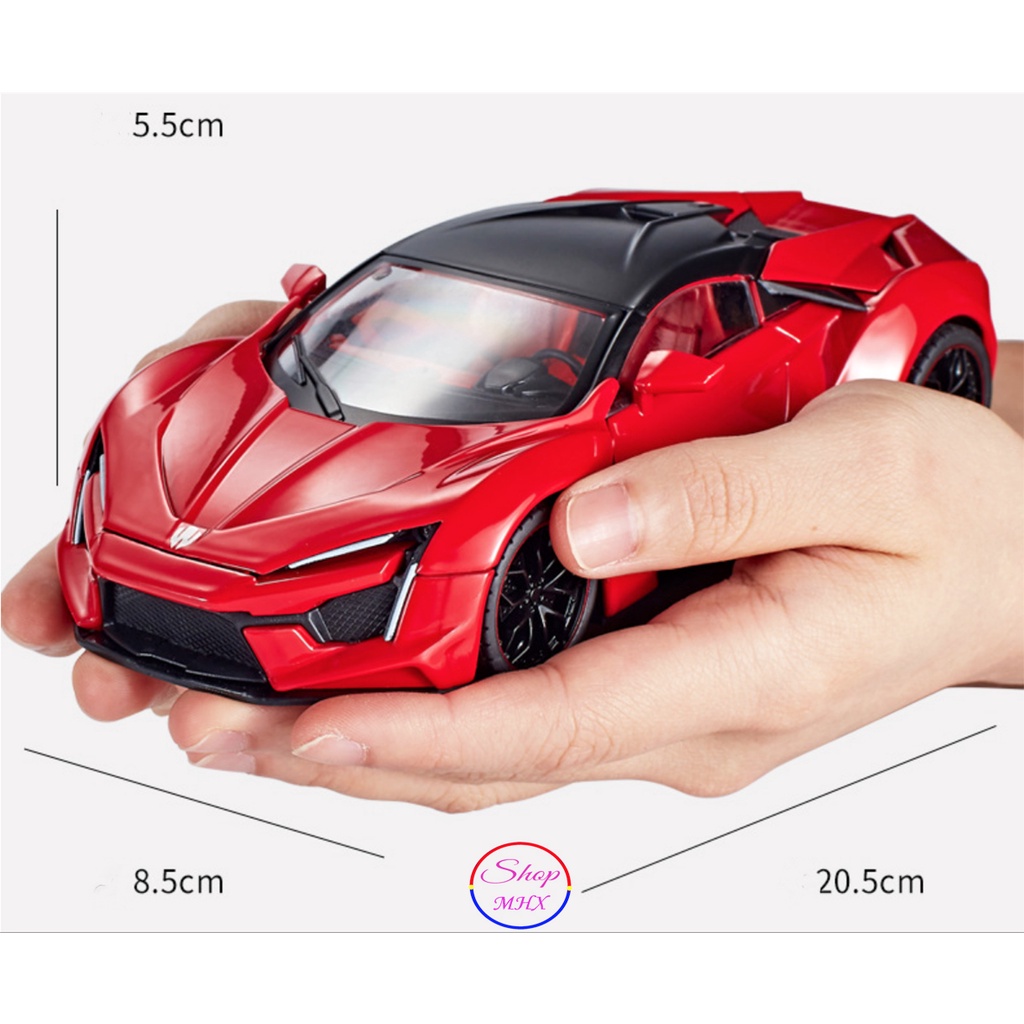 Mô hình xe bằng sắt Lykan Hypersport TẶNG KÈM BIỂN SỐ tỉ lệ 1:24 hãng Hengteng 2 màu