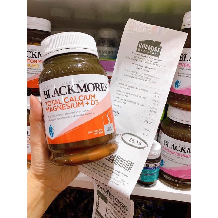 Viên uống Canxi Total Blackmores Úc Total Calcium Magnesium + D3 200 viên - Úc