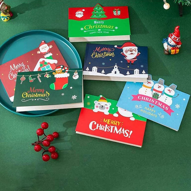 1 thiệp giáng sinh hình vuông họa tiết hoạt hình sáng tạo DIY