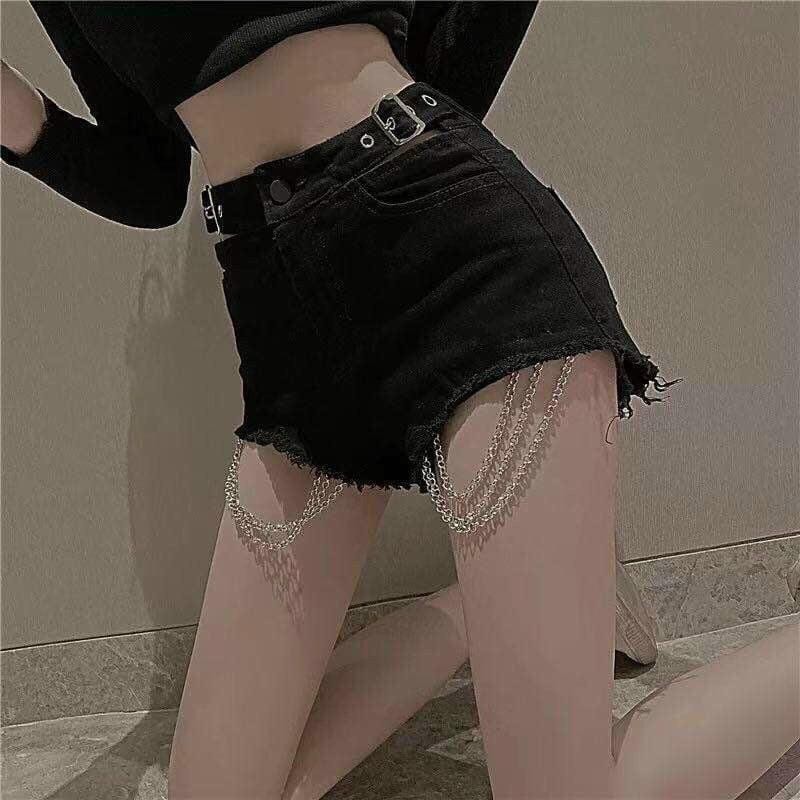 quần jean sort nữ lưng cao rách cá tính