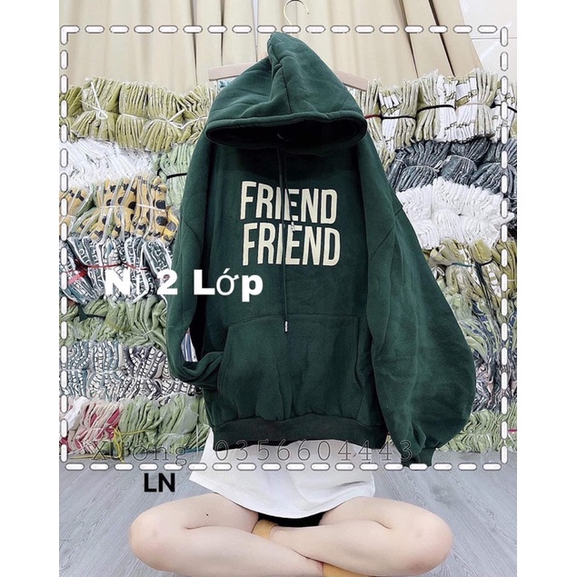 Áo hoddi nỉ mũ 2 lớp tay bồng from rộng