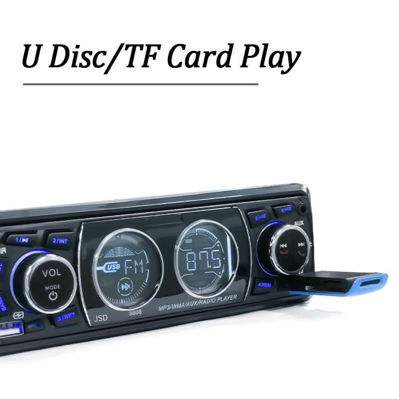 Máy nghe nhạc mp3 bluetooth 12v hoặc 24v fm radio 1din bộ thu 60wx4 hỗ trợ bộ sạc điện thoại aux usb tf card cho ô tô