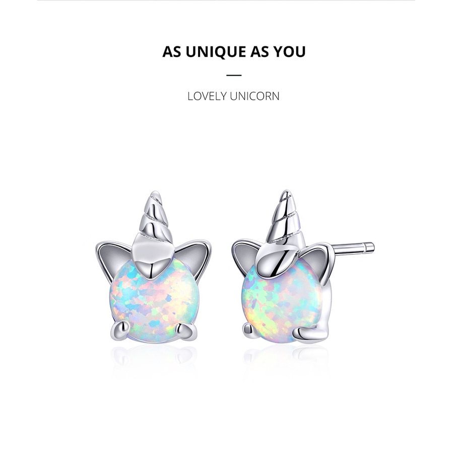 Khuyên Tai Bamoer Sce737 Hình Động Vật Bằng Bạc 925 Đính Đá Opal Không Gây Dị Ứng Cho Nữ