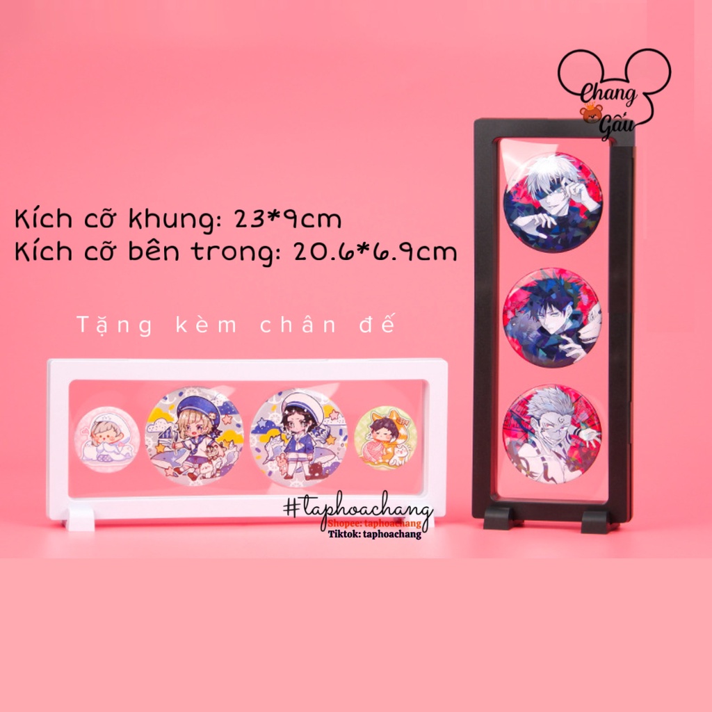 Hộp trong suốt trưng bày Huy hiệu, goods anime, phụ kiện [Tặng kèm đế]