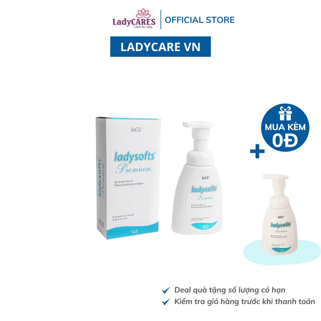 [MUA 1 TẶNG 1] Bọt rửa phụ khoa cao cấp Laclé Ladysofts Premium 100ml/Chai