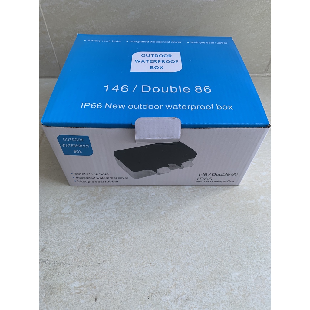 Ổ cắm điện đôi ngoài trời chống nước IP66 kèm công tắc loại 5 lỗ
