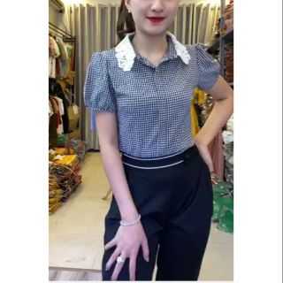 Set Áo sơ mi cổ ren+ quần bom