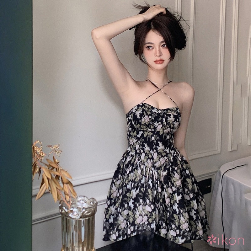 Đầm Dây Họa Tiết Hoa Cổ Điển Dành Cho Nữ