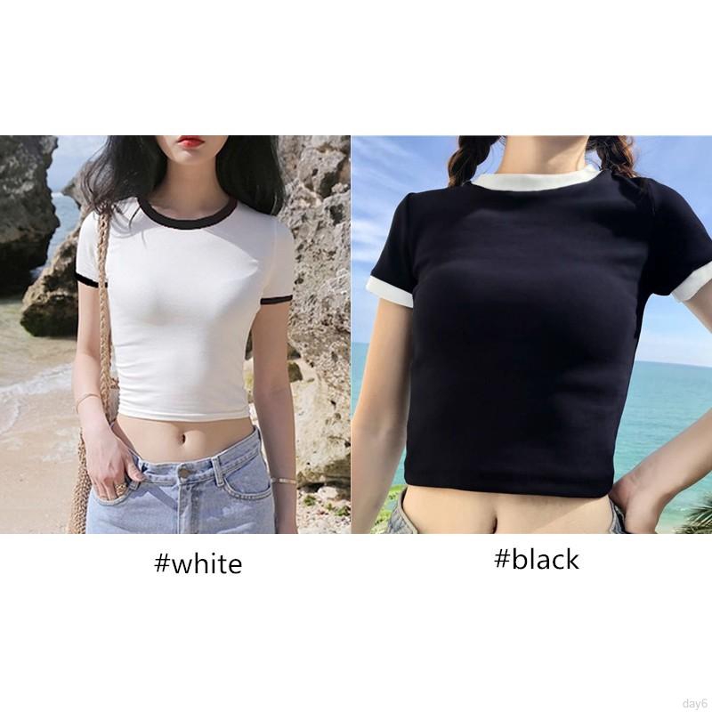 Áo thun nữ tay ngắn dáng ôm phong cách Hàn Quốc