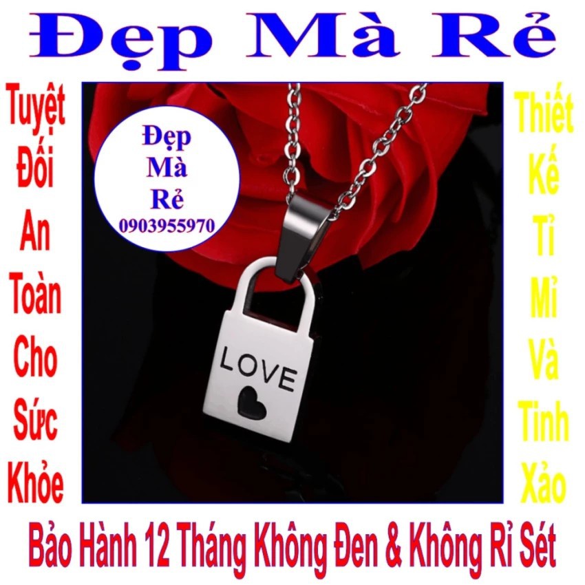 Dây chuyền cặp hình ổ khóa và chìa khóa tình yêu khắc chữ LOVE (2 dây) - DCC00026T035069