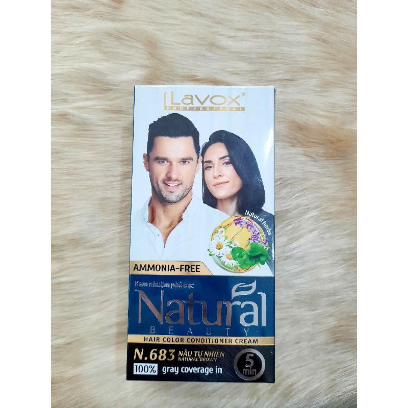 Kem nhuộm phủ bạc 100% Natural LAVOX. nâu đen óng mượt giữ màu lâu phai dưỡng tóc không khô