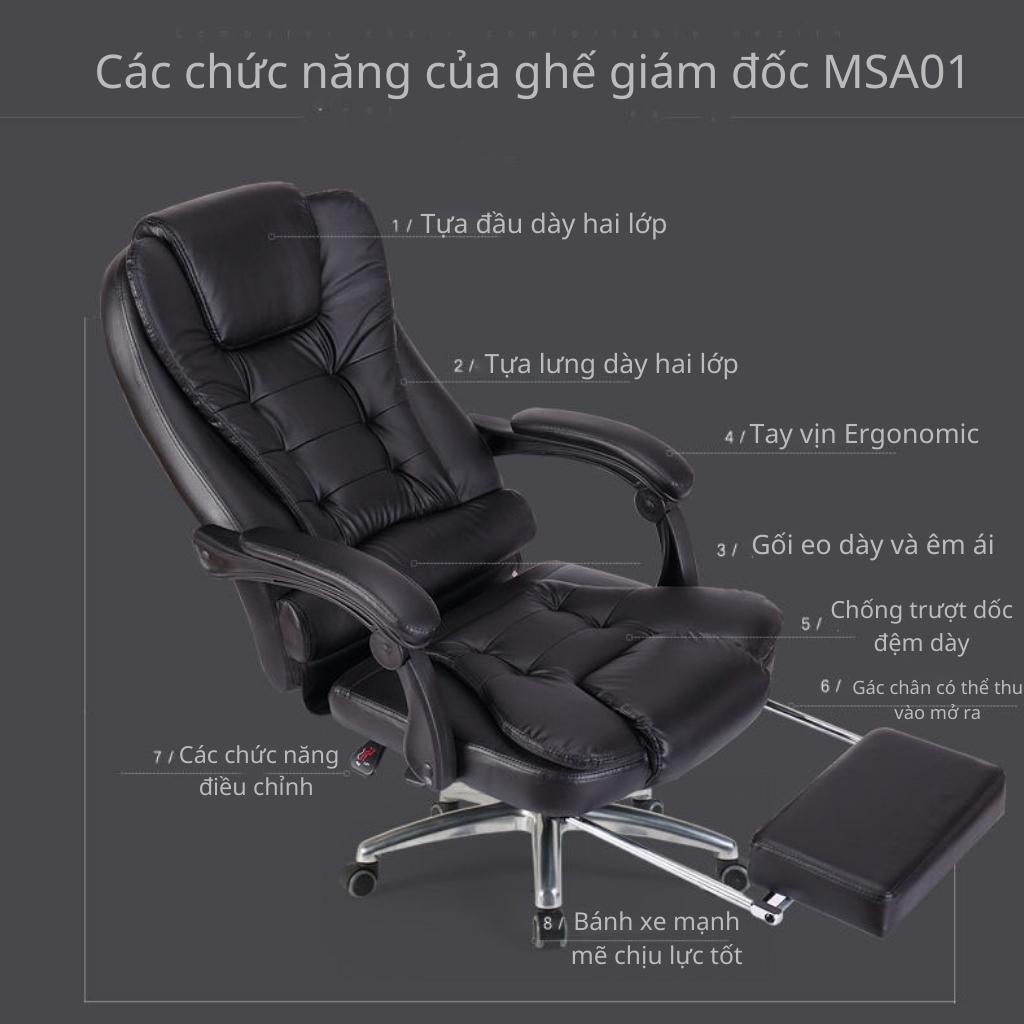 Ghế Giám Đốc Có Massage Bọc Da PU Ghế Văn Phòng Ghế Làm Việc Chân Xoay Có Gác Chân SH-MSA.01