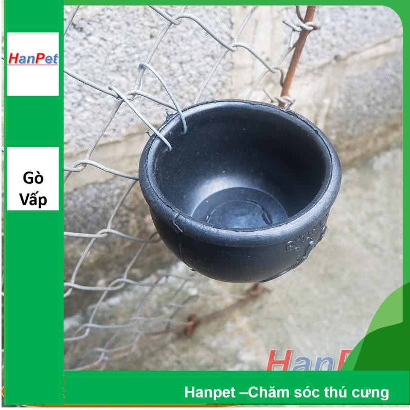 Hanpet.GV- Cóng gà chọi bằng cao su siêu bền máng ăn gia cầm hình tròn có móc treo chuồng- (12x10cm)- má