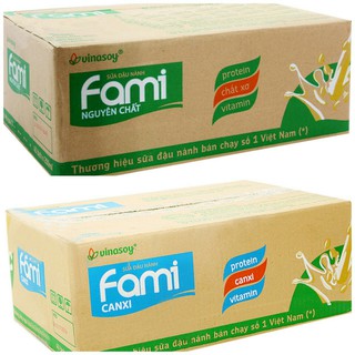 [Hsd 08.2021] Combo 1 Thùng +6 bịch Sữa Đậu Nành Fami Nguyên Chất / Canxi 200ml.