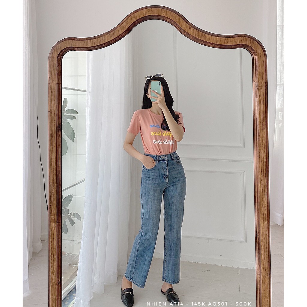 Áo thun tay ngắn cổ tròn cao cấp in hình dễ thương Nhienvintage AT14