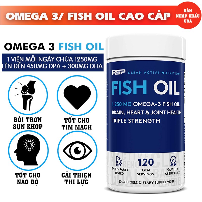 RSP Omega 3 Fish Oil bổ sung dầu cá, EPA/DHA và Omega 3 hàm lượng cao