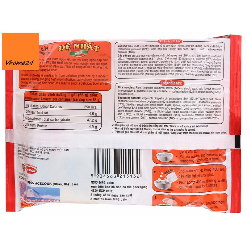 Phở bò Đệ Nhất Acecook gói 65g