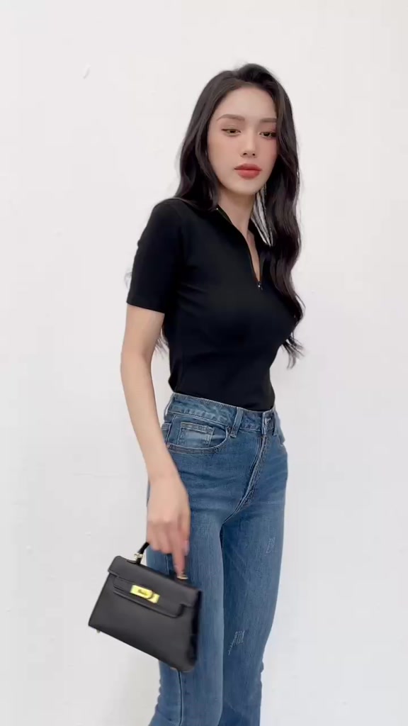 Áo thun POLO tay ngắn - Áo kiểu cổ bẻ dáng ôm basic chất cotton zip co giãn phối khóa kéo sexy, TRENDYTOP | BigBuy360 - bigbuy360.vn