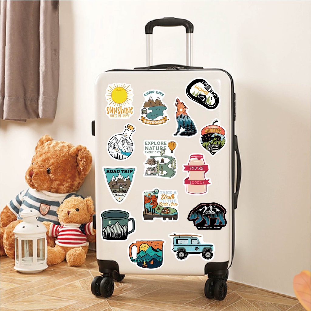 Combo 100 STICKER - chủ đề CAMPING - siêu Cute - keo xịn - chống nước