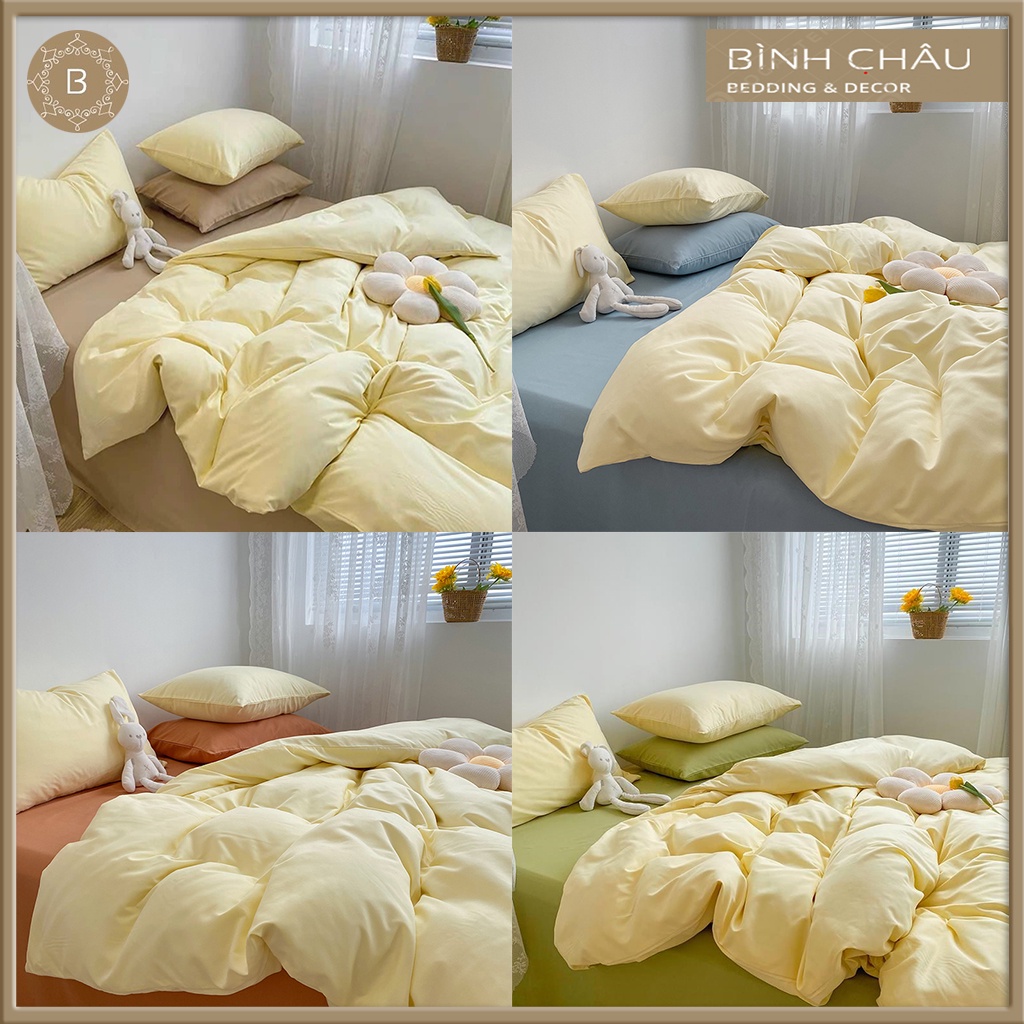 Bộ chăn ga vỏ gối cotton tici 4 món Empire cao cấp mang phong cách hàn quốc bo chun drap - Bình Châu Bedding & Decor