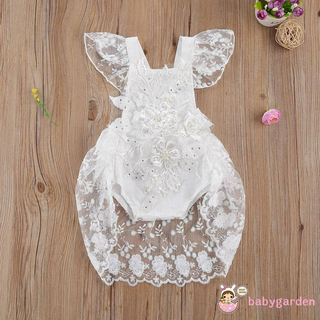 Babygarden-0-24 Tháng Ren Hoa 3d Dễ Thương Cho Bé Gái