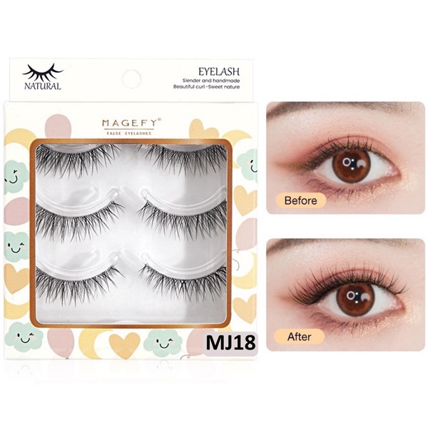 Hộp 3 cặp lông mi giả tự nhiên MAANGE Magefy False Eyelashes
