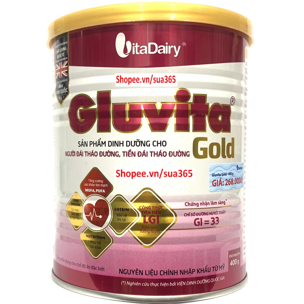 Sữa Gluvita và Gluvita Gold_900g và 400g ( Sữa Tiểu Đường ) - Date Luôn Mới
