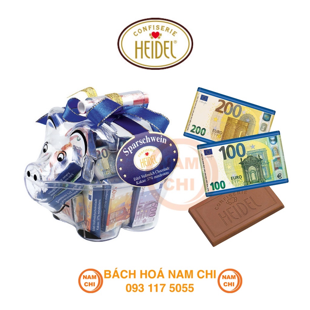 Kẹo Socola CONFISERIE HEIDEL Ngoại Tệ Tiền Euro Hình Con Heo 60g - Châu Âu