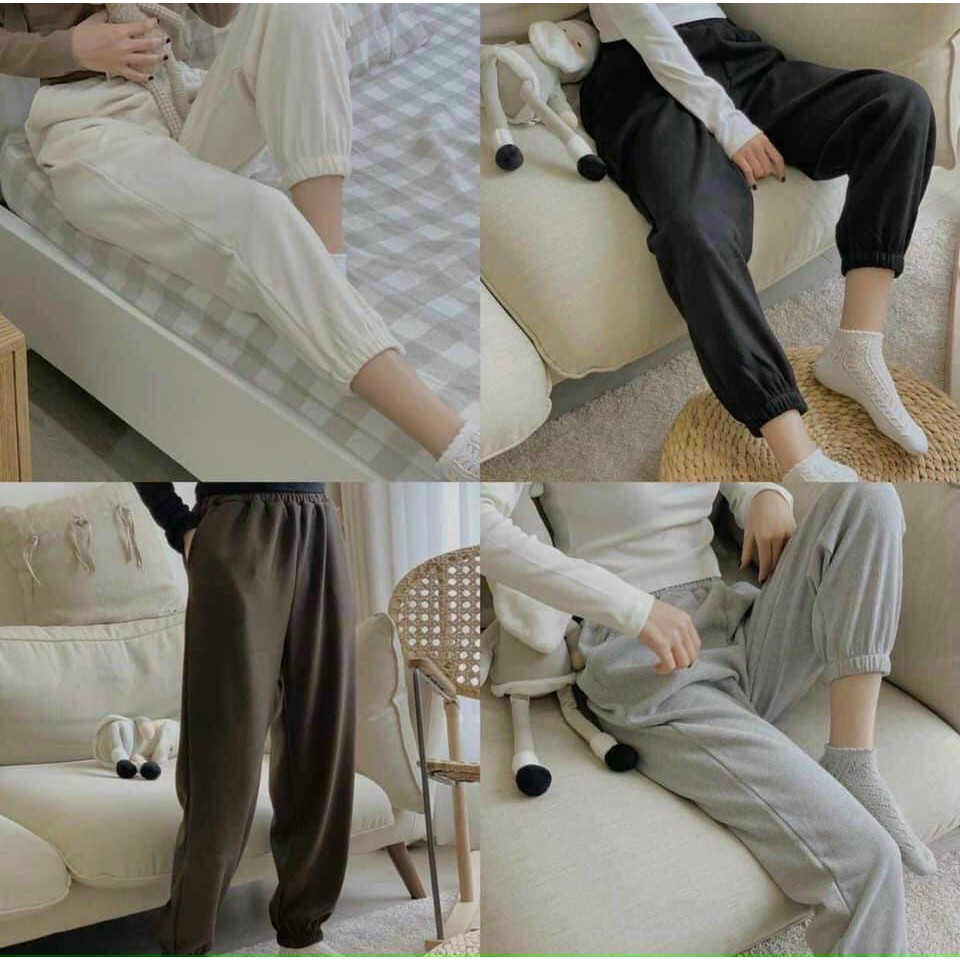 Quần Jogger Nỉ Tăm Bo Gấu, Quần Len Tăm Ulzzang