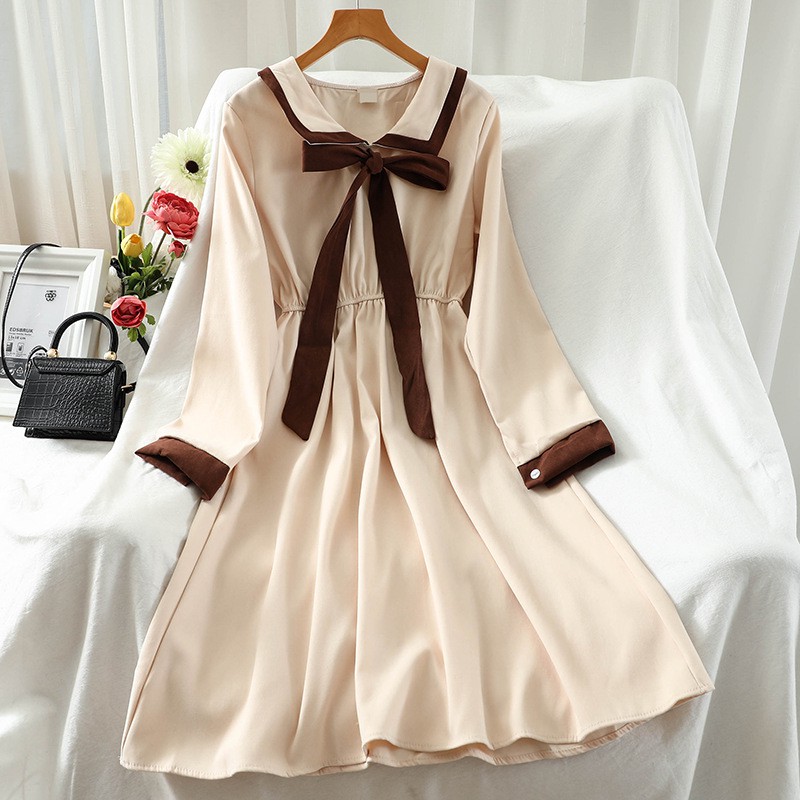 Đầm trắng đen sơ mi vintage, đầm dài suông ulzzang xixeoshop - v26