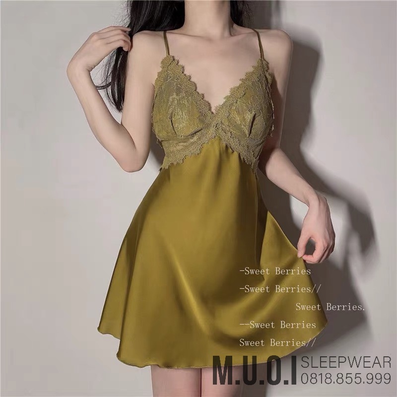 [FREESHIP]Váy ngủ sexy QUẢNG CHÂU-SX 112-Váy ngủ lụa phối ren kèm mút sexy hot hit QUẢNG CHÂU - hàng có sẵn(video+ ảnh)