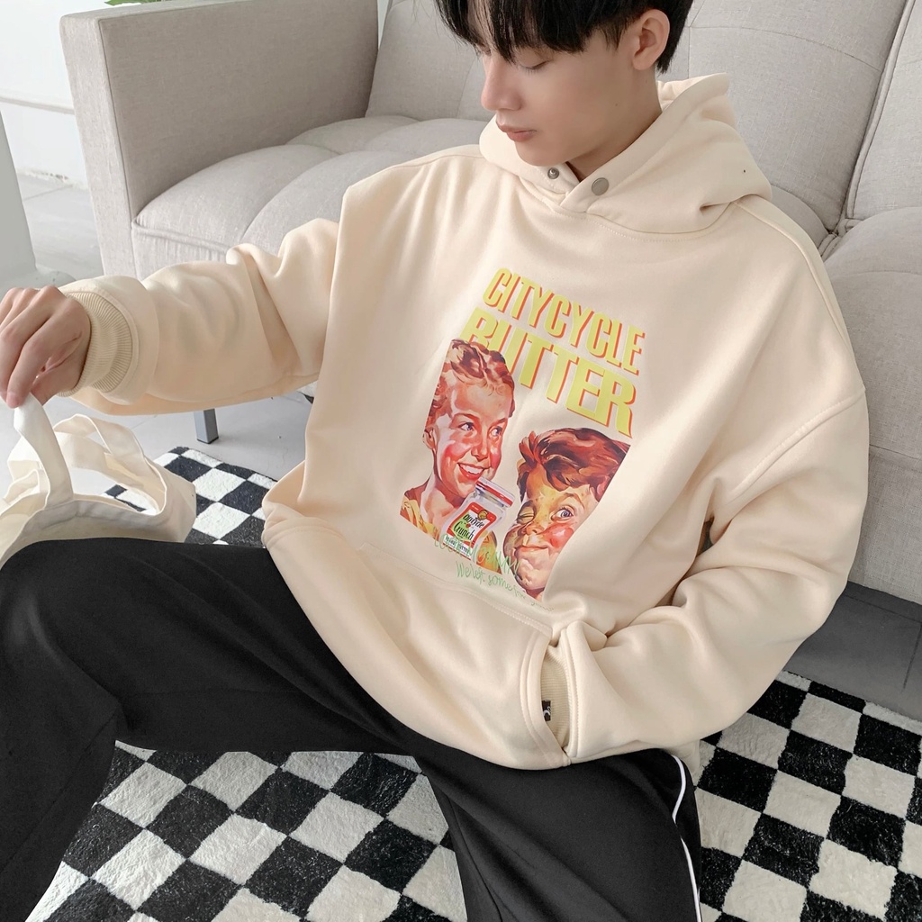 Áo hoodie local brand butter LEILA STORE - áo nỉ dài tay có mũ form rộng dáng unisex