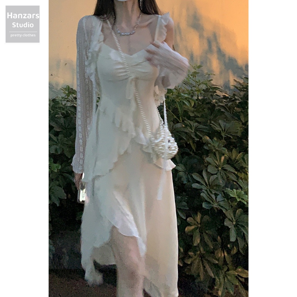 Set Váy Xẻ Tà Áo Cardigan Ren Khóa Kéo Sau Lưng Lớp Lót Dày Dặn Style Ulzzang 9