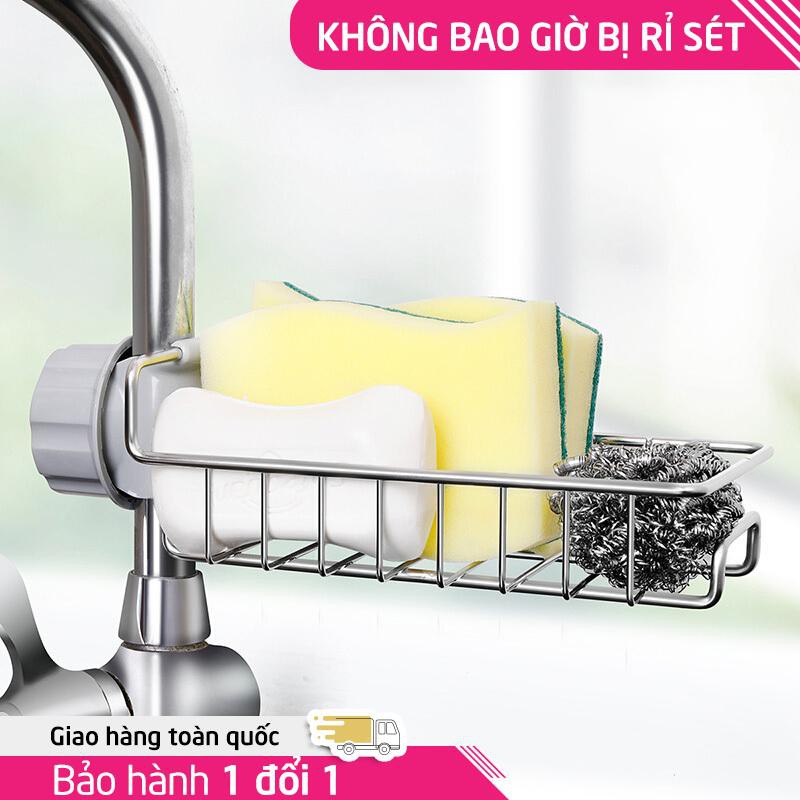 Giá kệ gắn vòi rủa chén bát, kệ gắn vòi sen để đồ không han gỉ