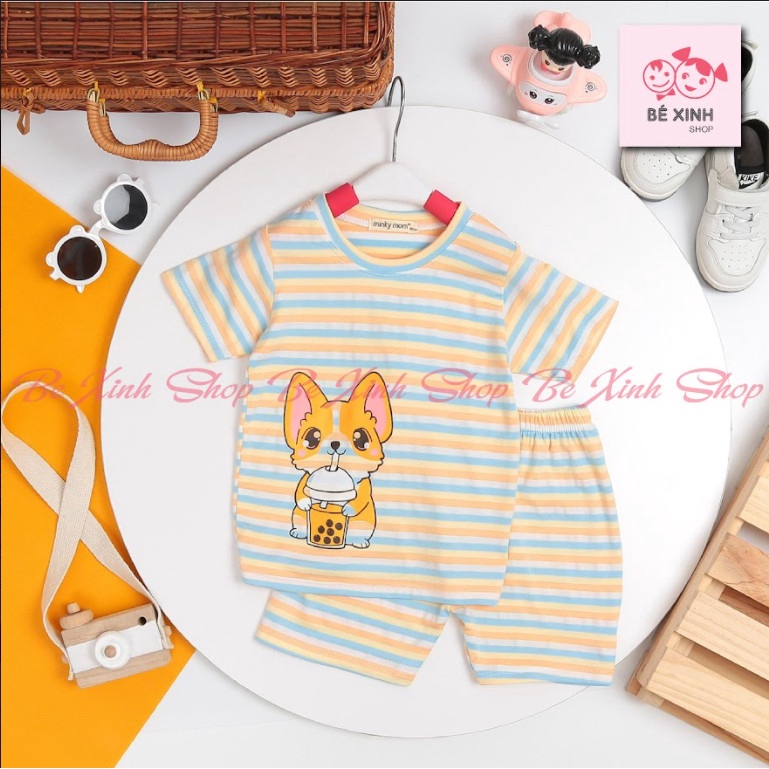 Minky Mom Đồ bộ thun lạnh cho bé gái bé trai trẻ em [So cute] Đồ bộ minky mom cho em bé gái trai thun lạnh SỌC_TRÀ_SỮA