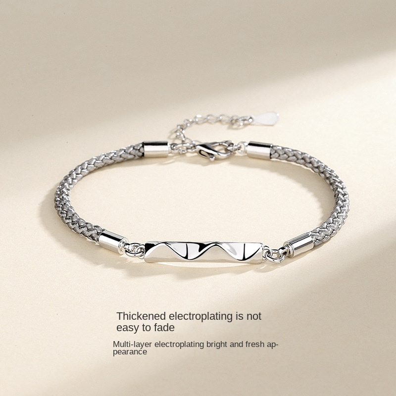 Vòng Tay Dây Bện Mặt Hình Trái Tim Cho Cặp Đôi