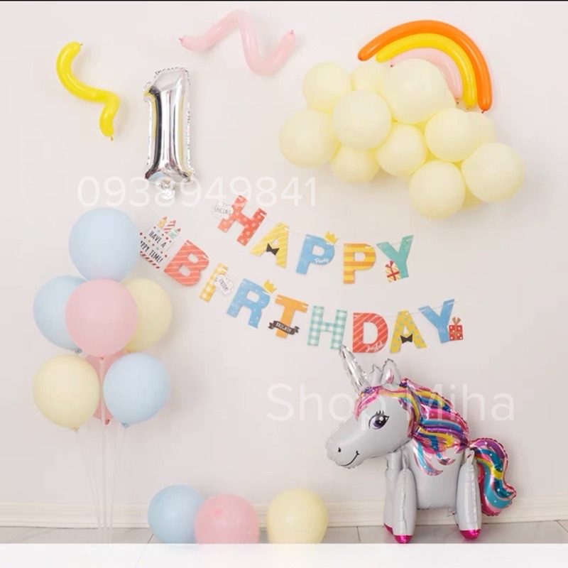 Trang trí sinh nhật cho bé gái thích ngựa pony, unicorn, kỳ lân, kitty