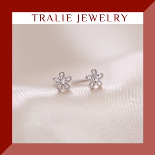 Bông tai bạc 925 hoa nhí Tralie Jewelry hoa nhí, khuyên tai bạc mini, khuyên tai bạc mini mạ vàng 14K