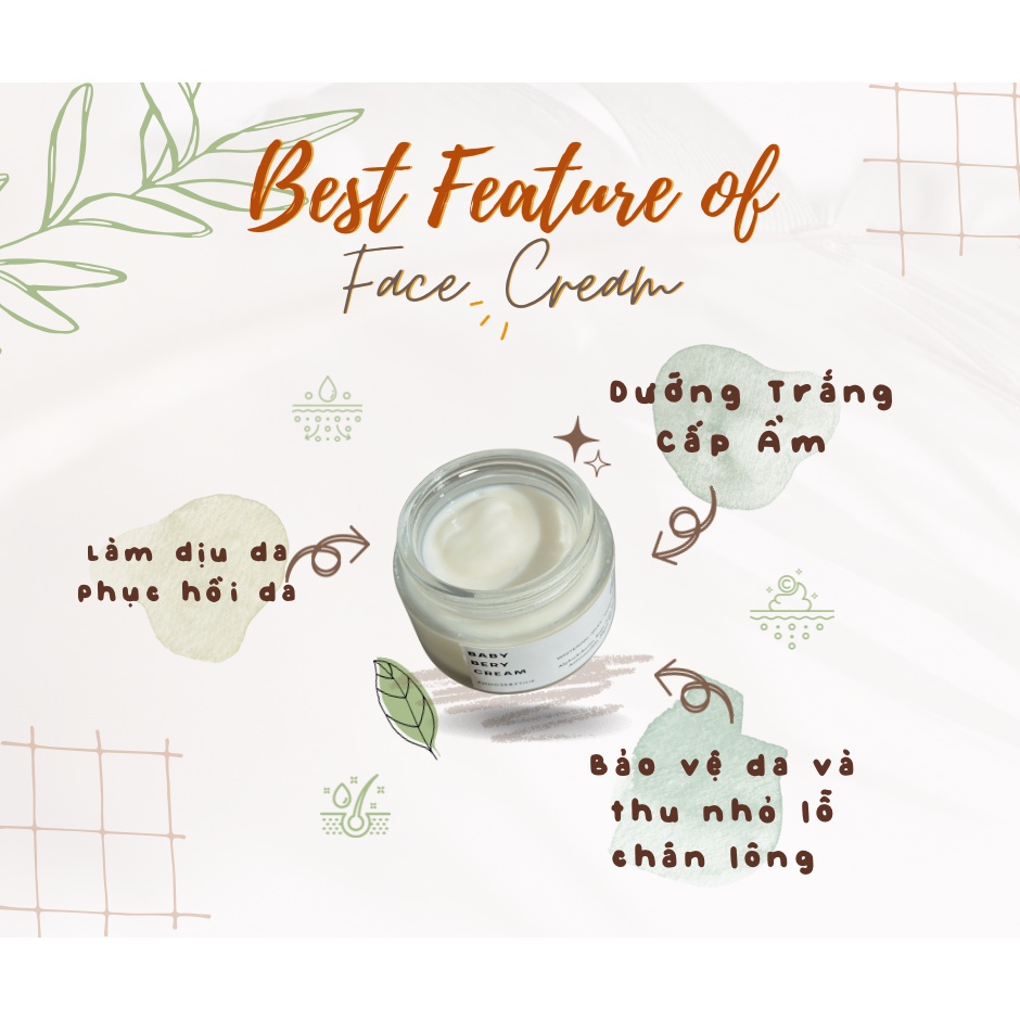Kem Dưỡng Da Mặt Babyberry Cream - Handmade Trắng Sáng Da, Phục Hồi Da