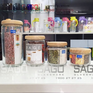 Hũ Thủy Tinh Ocean Pop Jar Wooden Lid Cao cấp | Hũ Nắp Gỗ
