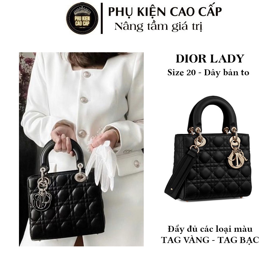 Túi công sở hàng hiệu cao cấp - 𝐃𝐈𝐎𝐑 𝐋𝐀𝐃𝐘 𝐒𝐈𝐙𝐄 𝟐𝟎 - D.R 5 ô đeo chéo dây bản to da bóng, da lỳ.