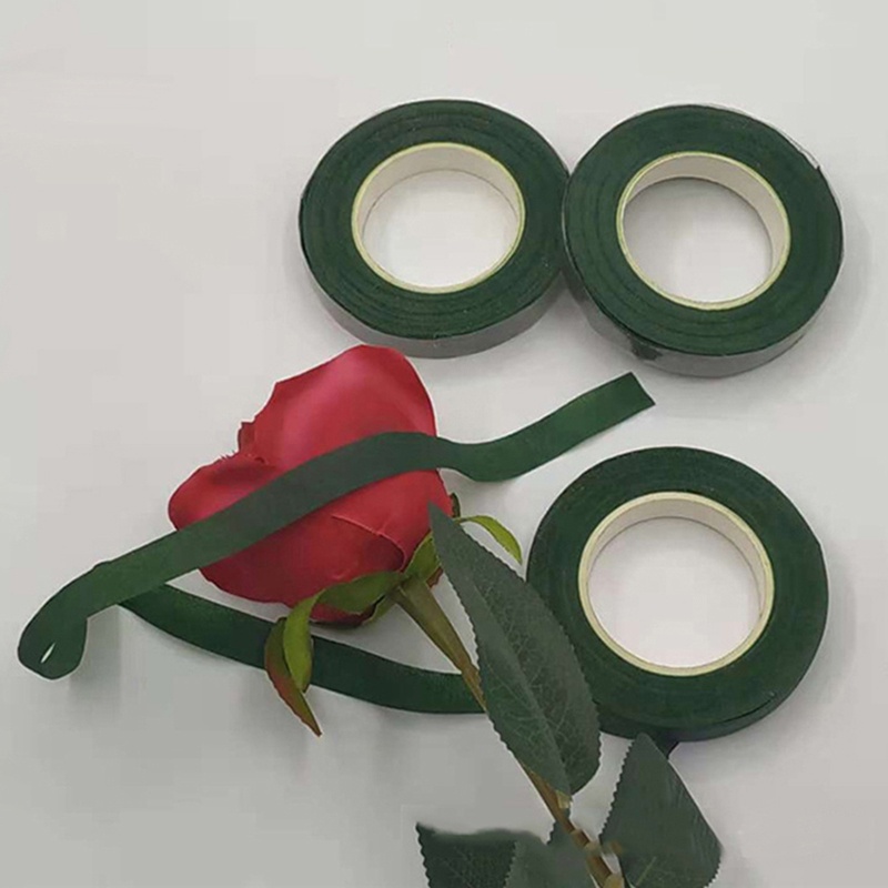 Cuộn băng keo 30m màu xanh lá cây tự dính làm vòng hoa diy